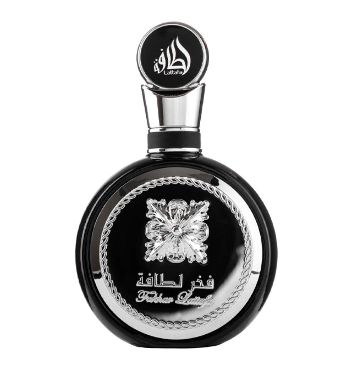 Frasco e caixa do perfume Fakhar Black